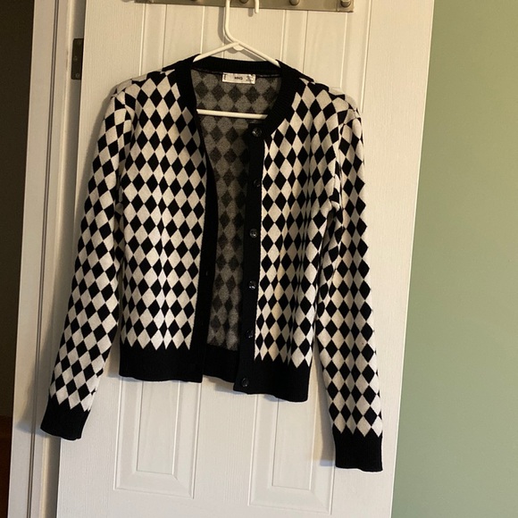 Mango Diamond-Check Knitted Cardigan - Picture 3 of 4
